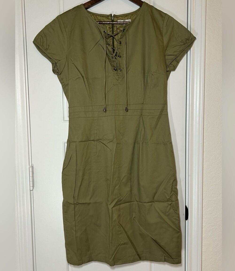 Amelia Career Dress Size 10 Olive Green NWT Holiday Gift Professional Workwear
